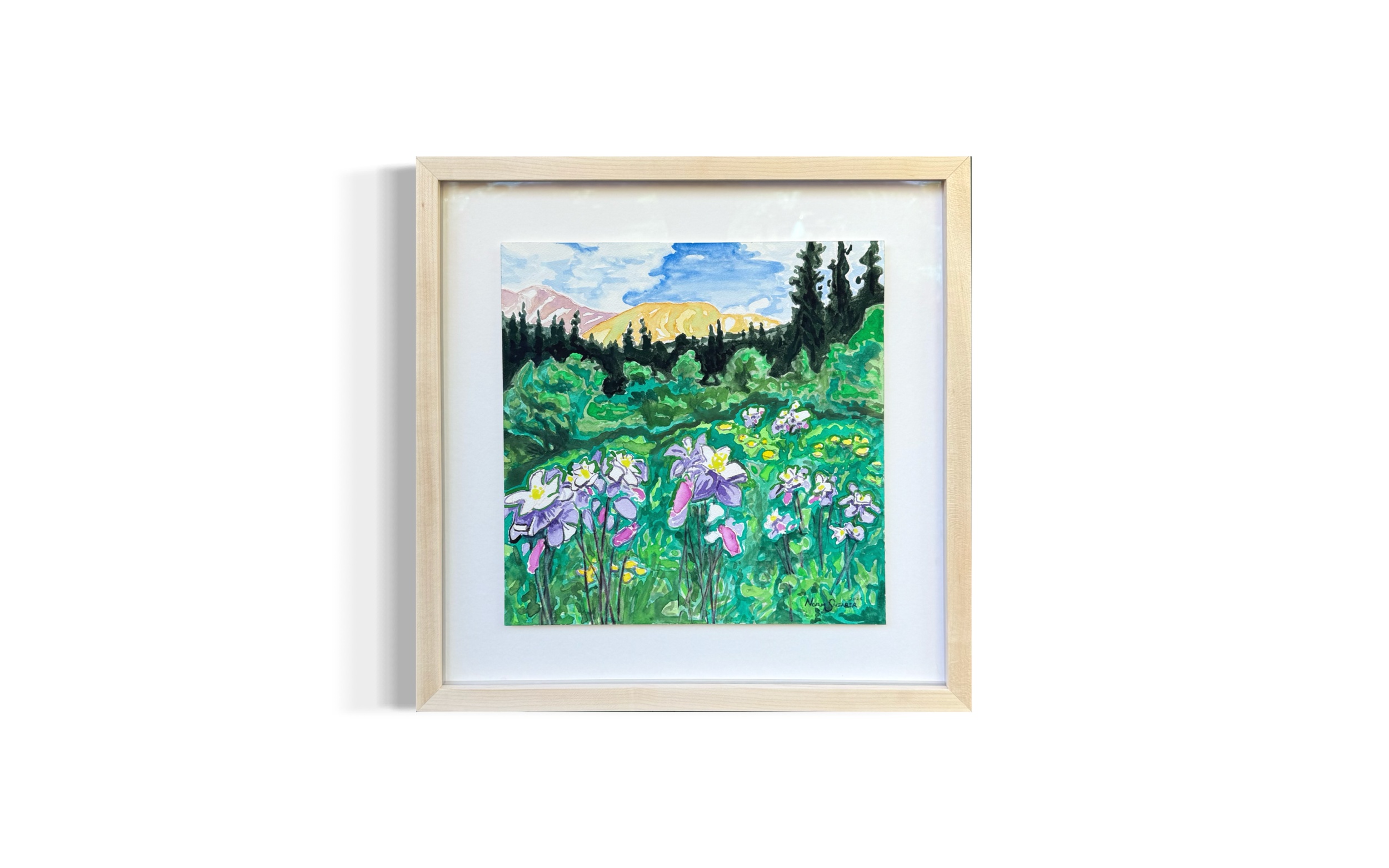 🔴 SOLD — Father’s Day View, Summer, 12 x 12, 17.5 x 17. 5 framed, museum glass, Watercolor on 140 lb. Arches, $750
