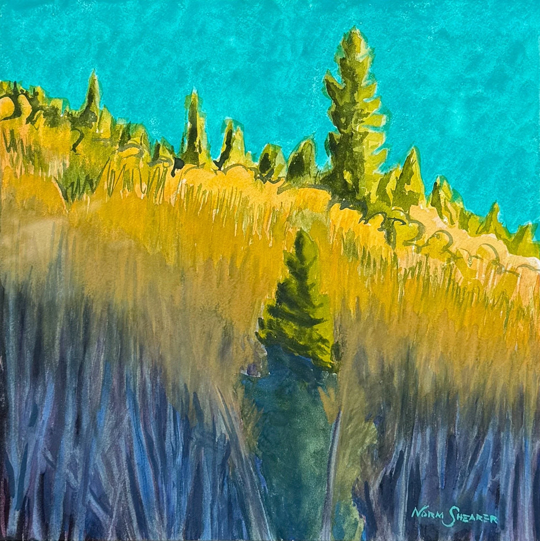 "Sliver of Sun" 12 x 12, Watercolor and Gouache on 140 lb. Arches, Private Collection