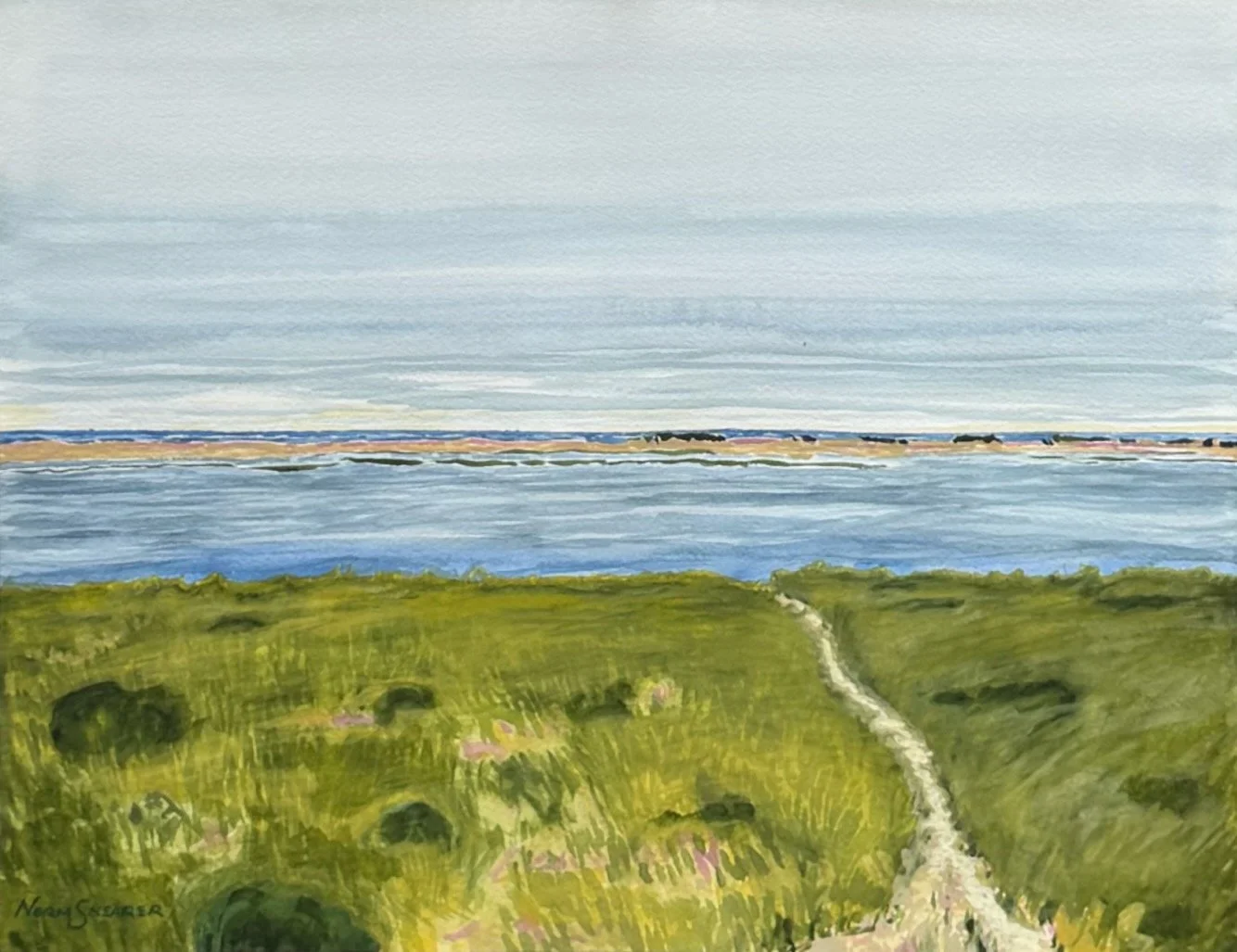 "Chatham Trail" 14 x 11, 19. 5 x 16.5 framed, museum glass, Watercolor and gouache on 140 lb. Arches, $900