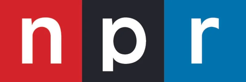 NPR logo with red, black, and blue background sections and white lowercase letters n, p, r.