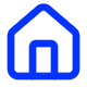 Outline of a house icon with a pointed roof and a door