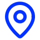 A blue location pin icon on a white background.