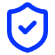 Icon of a shield with a checkmark, symbolizing security or protection.