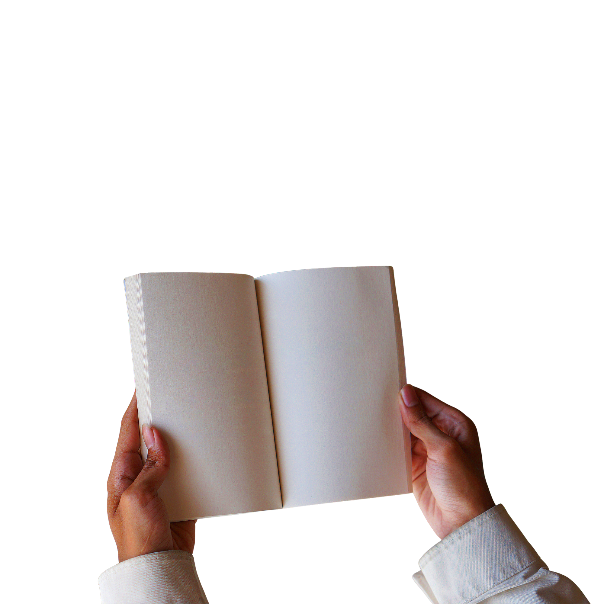 HANDS HOLDING AN EMPTY BOOK