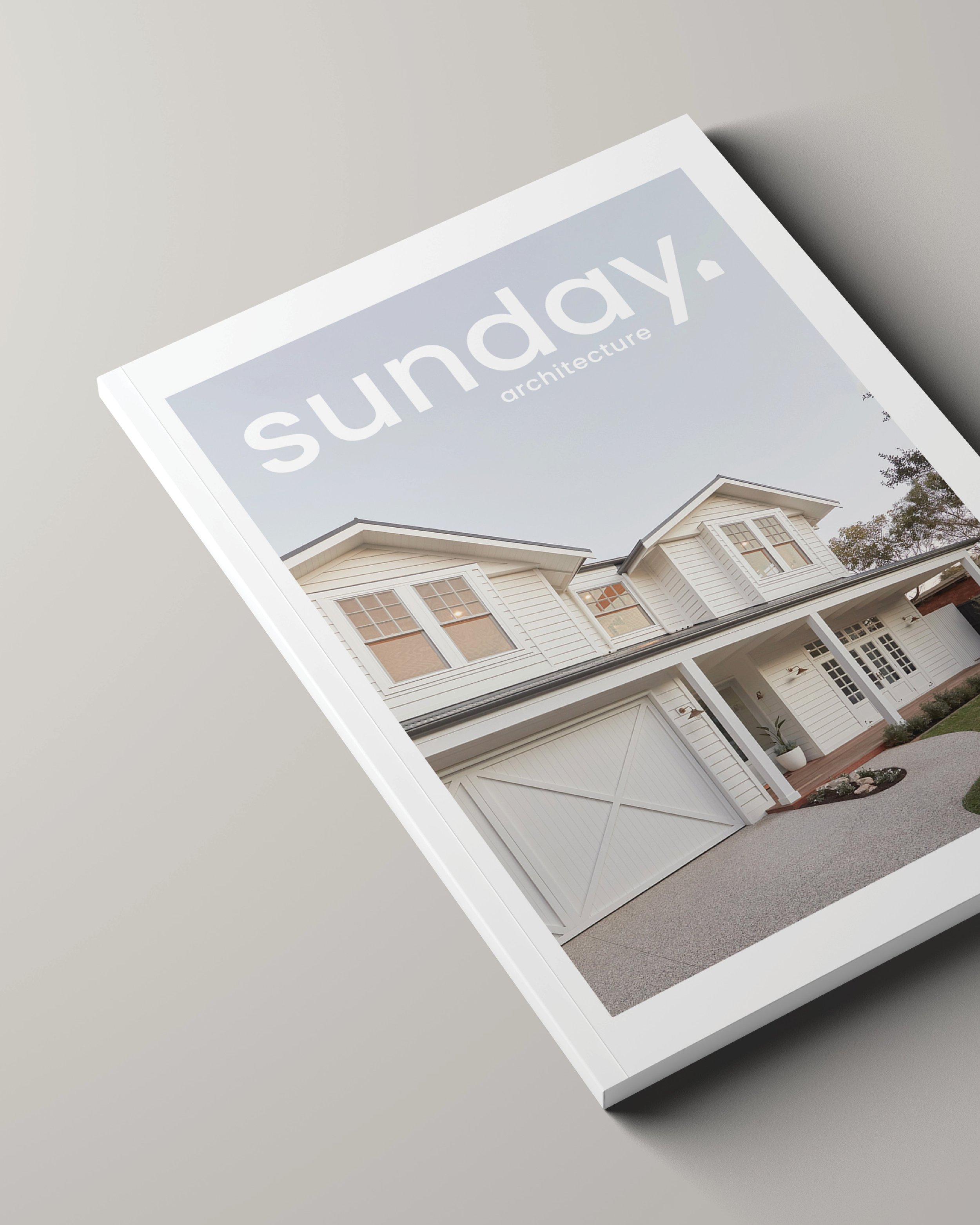 Magazine cover featuring a white house with the title 'Sunday Architecture'
