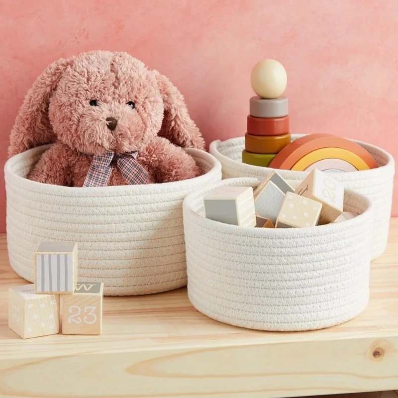 Hand-Woven Cotton Rope Basket