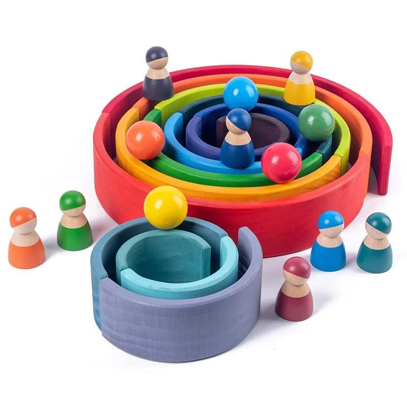 Montessori Wooden Rainbow Blocks