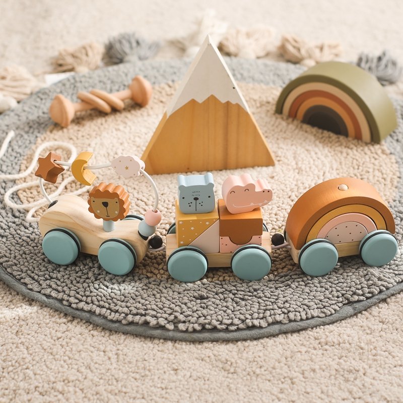 Wooden Animal Block Train