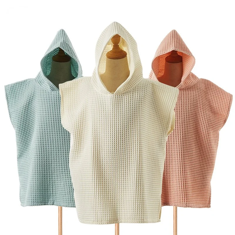Cotton Waffle Hooded Baby Bath Towel