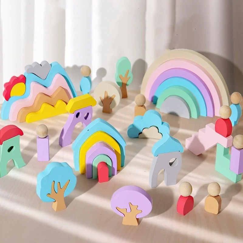 Wooden Rainbow Toy Set