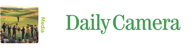 Logo for Daily Camera media with a small image of a golf course and people playing golf.