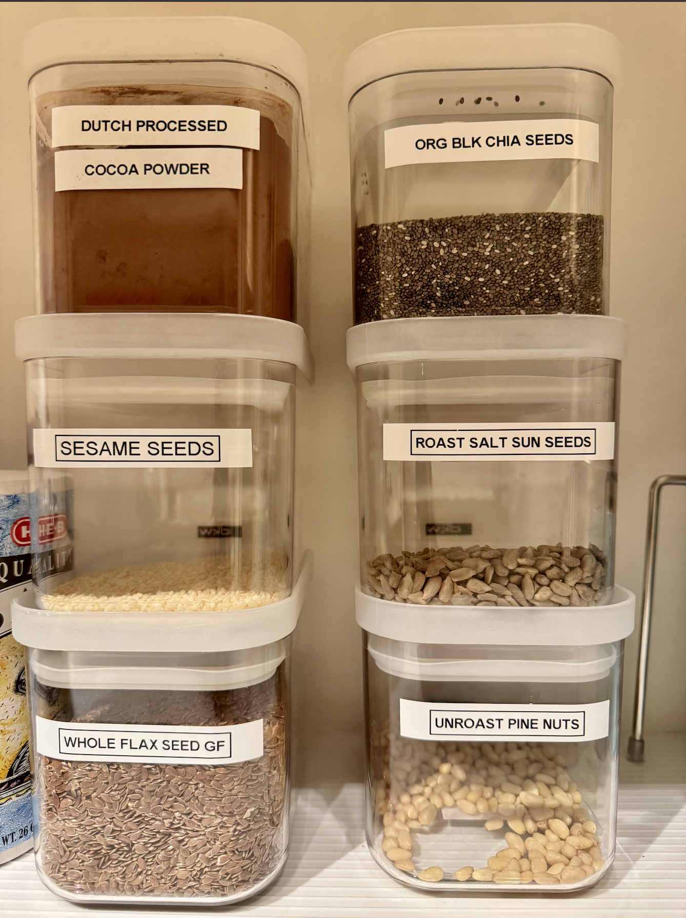 Seeds and powder organization, pantry organization, professional pantry and kitchen organization services in Austin TX - Ordered Living Co