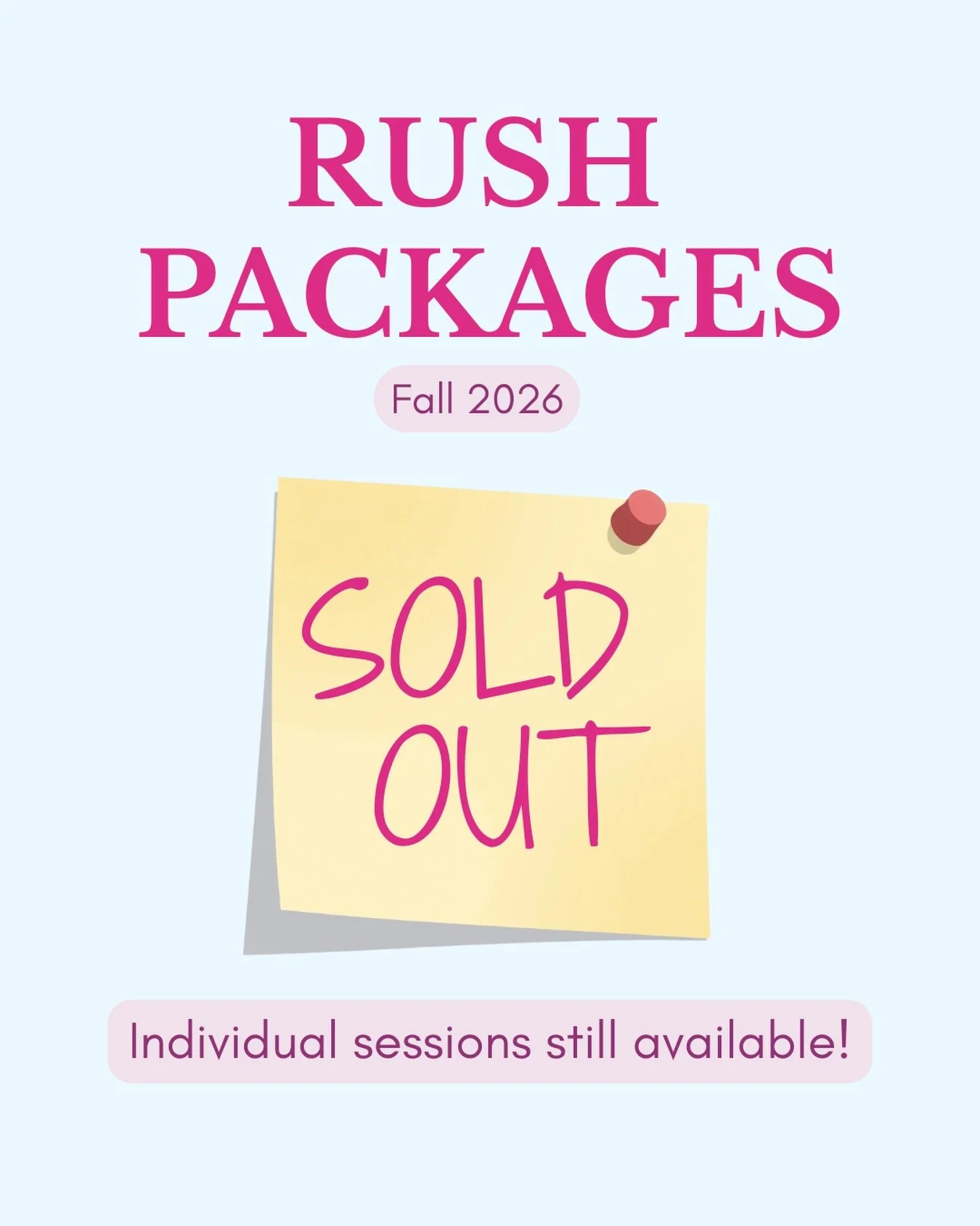 Both Rush Packages have officially sold out for Fall 2026🚨 BUT it&rsquo;s not too late &mdash; individual sessions are still open! 

Book what you specifically need at 🔗refinedbymarisa.com. Don&rsquo;t wait, spots are going quickly! 

#sororityrush