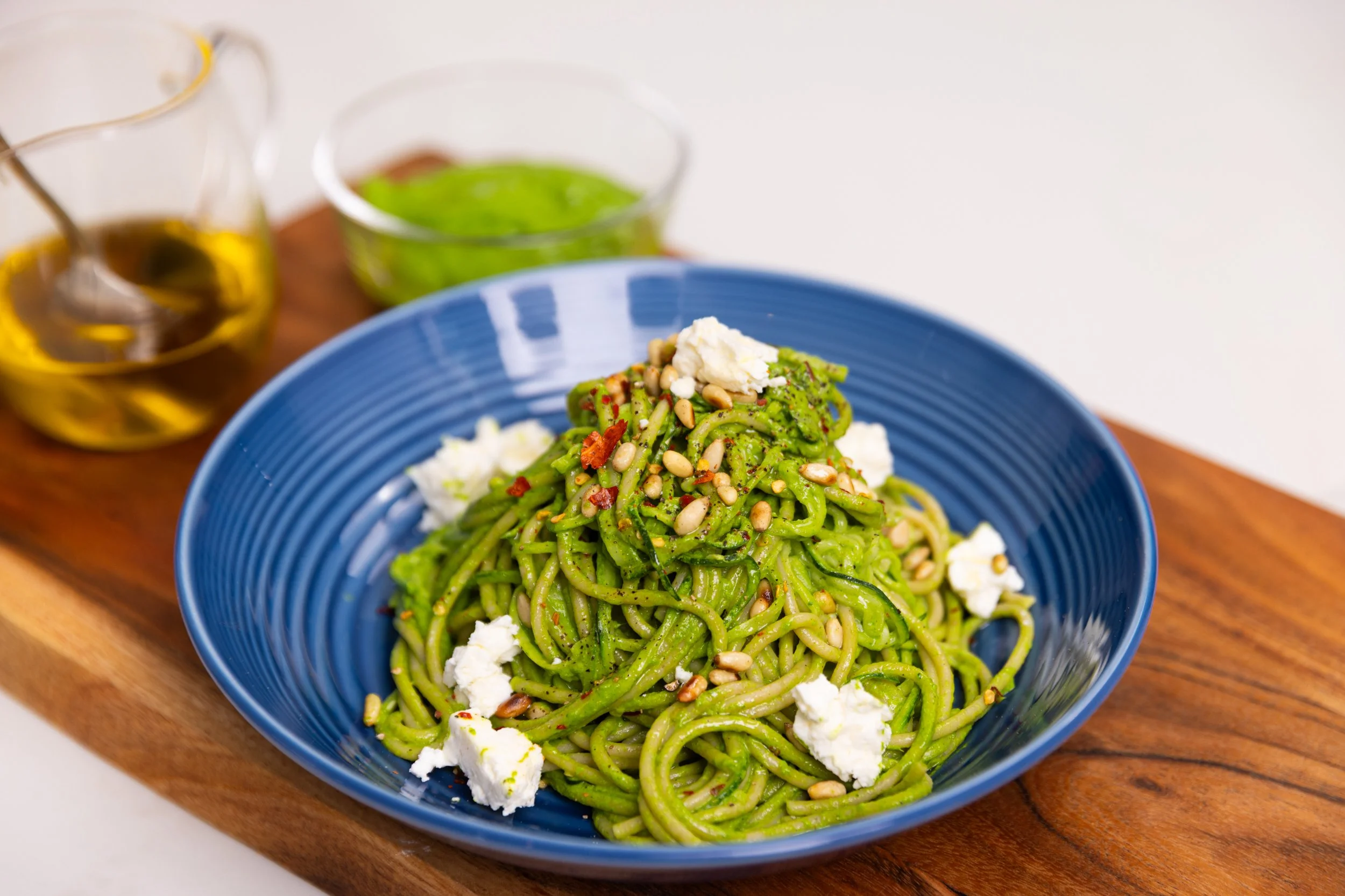 Spaghettini with Creamy Smooth Feta Pesto