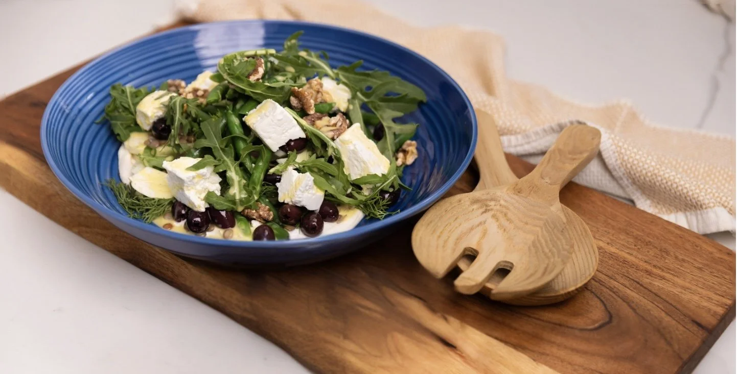 Salad of Fetta, Green Beans, Puy Lentils and Walnuts with Lemon Dressing