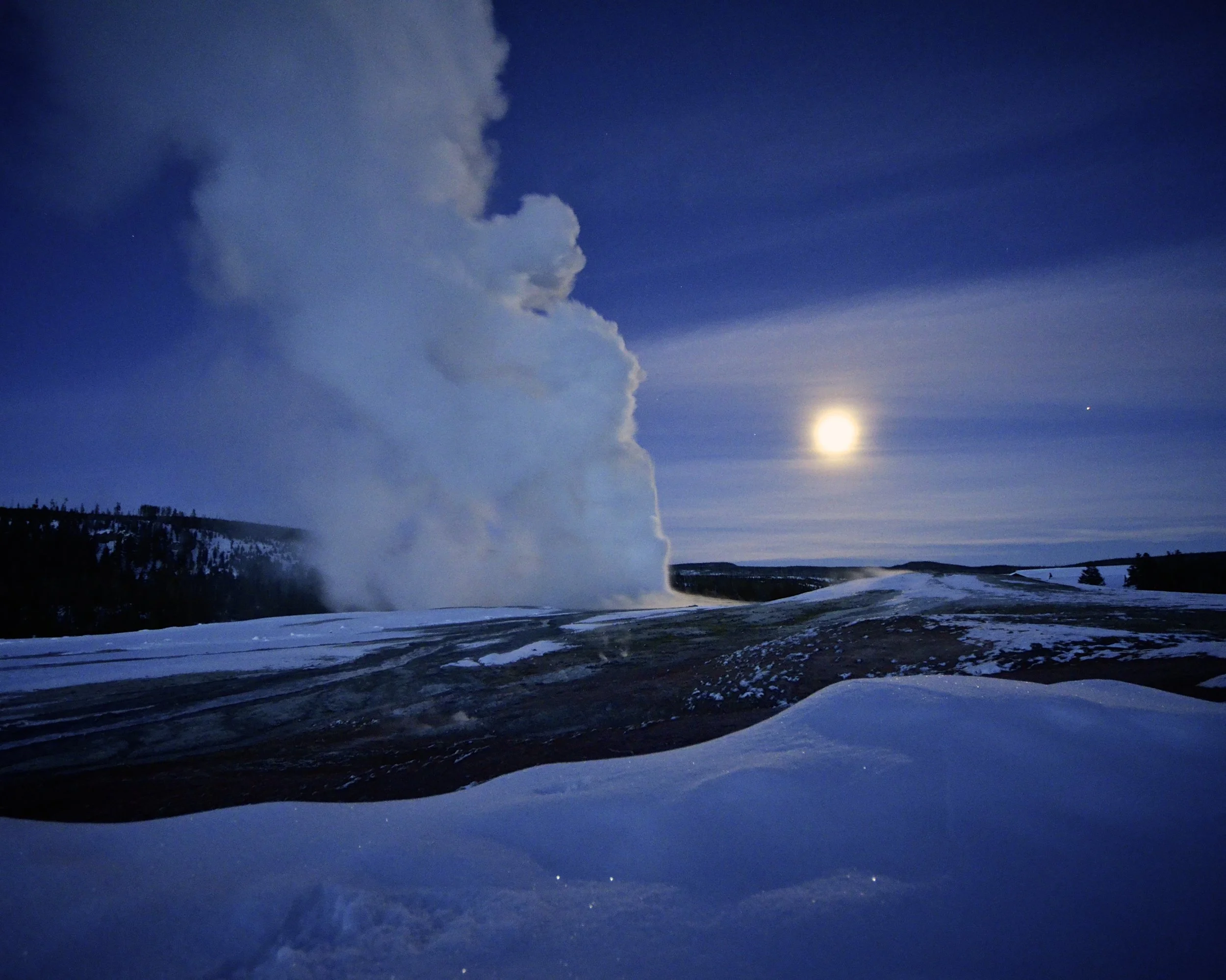 Old Faithful at midnight, Yellowstone