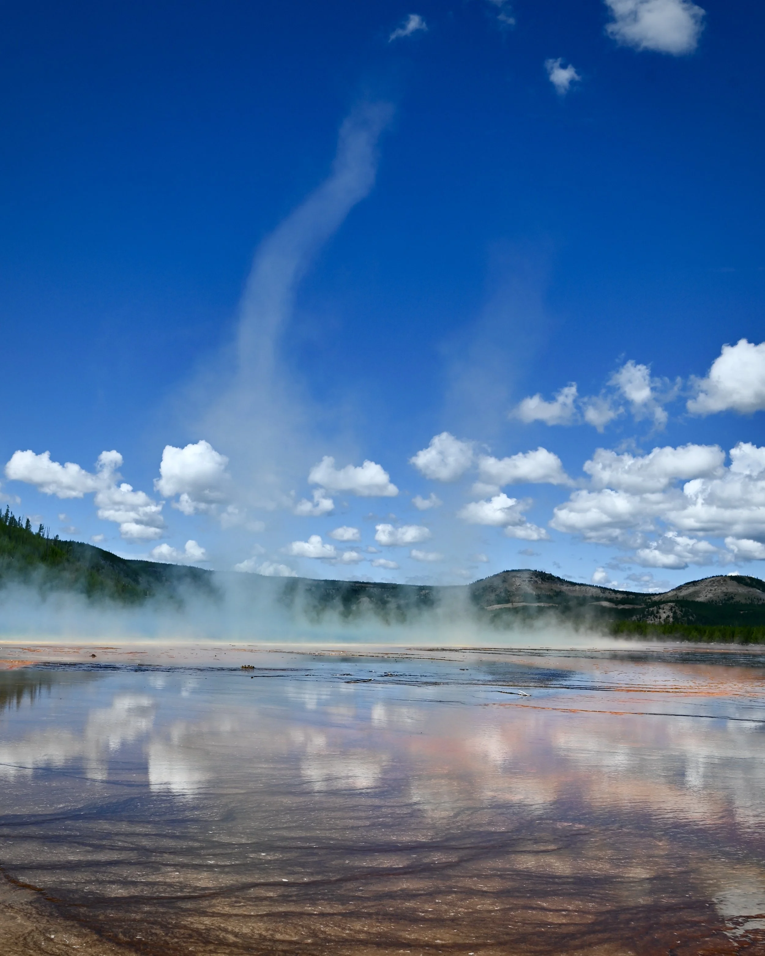 Steam cyclones at Grand Prismatic Spring, Yellowstone