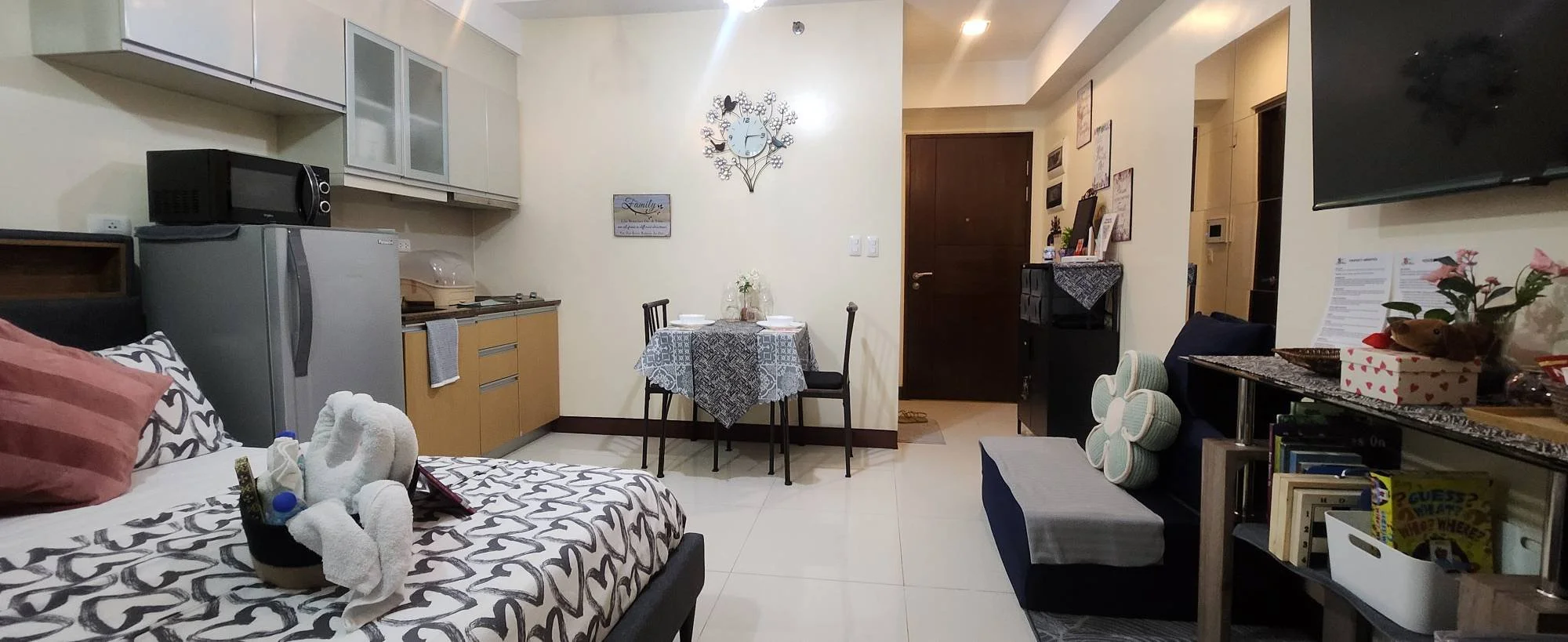 Queen bed, sofa bed, and floor mattress for flexible sleeping