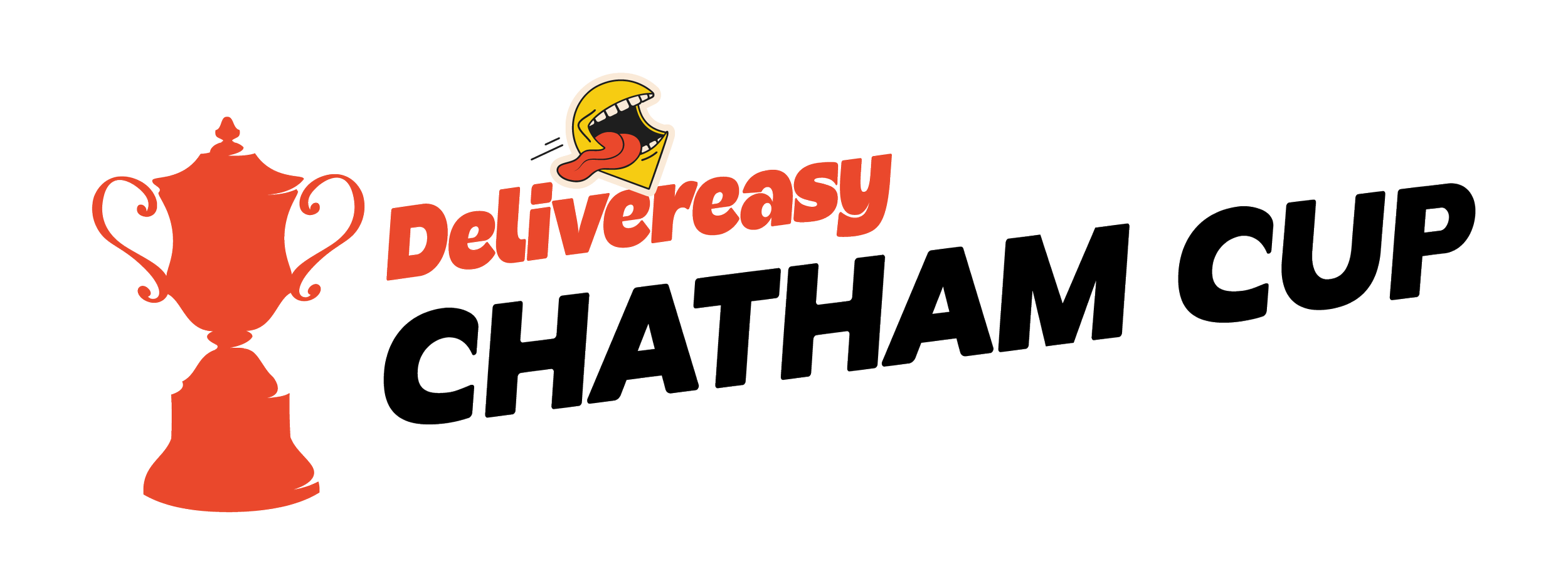 Logo for DeliverEase Chatham Cup featuring a red trophy and a cartoon mouth with a tongue