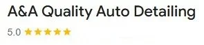 A logo for A&A Quality Auto Detailing with a 5-star rating