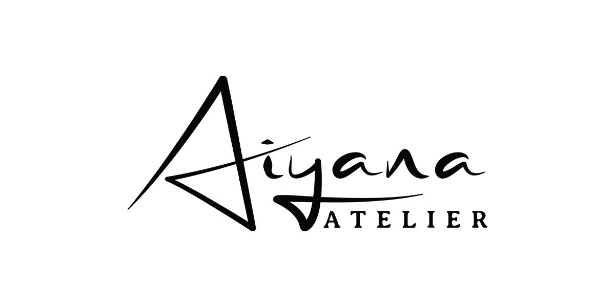 Logo for Aiyana Atelier featuring stylized handwritten text and a star.