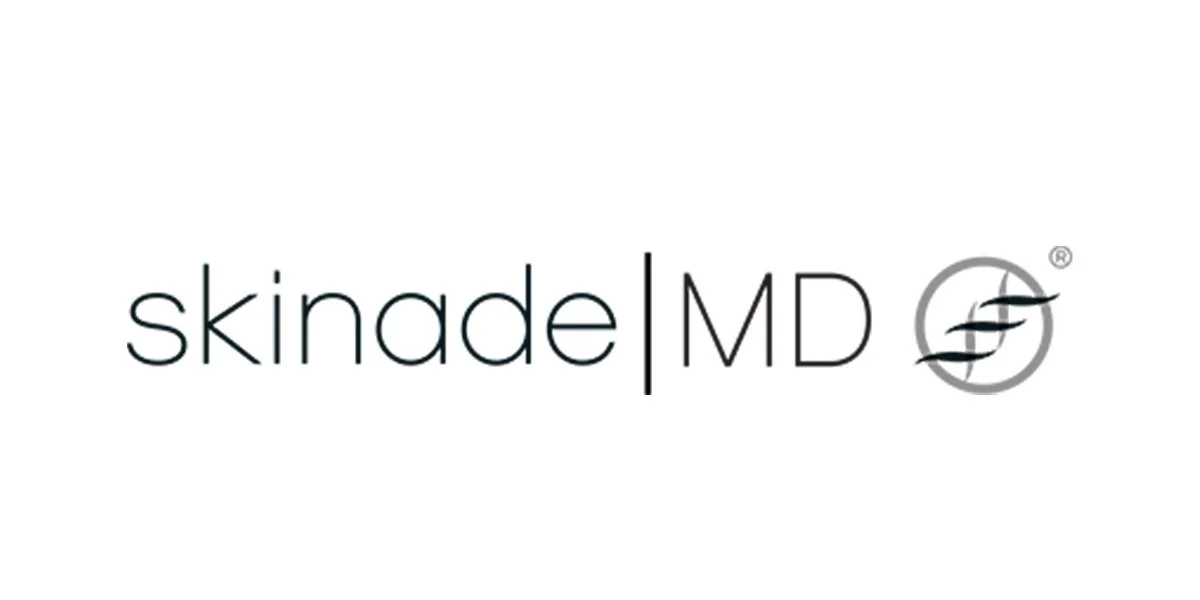 Logo for Skindale MD, featuring the brand name and a circular symbol with three wavy lines.