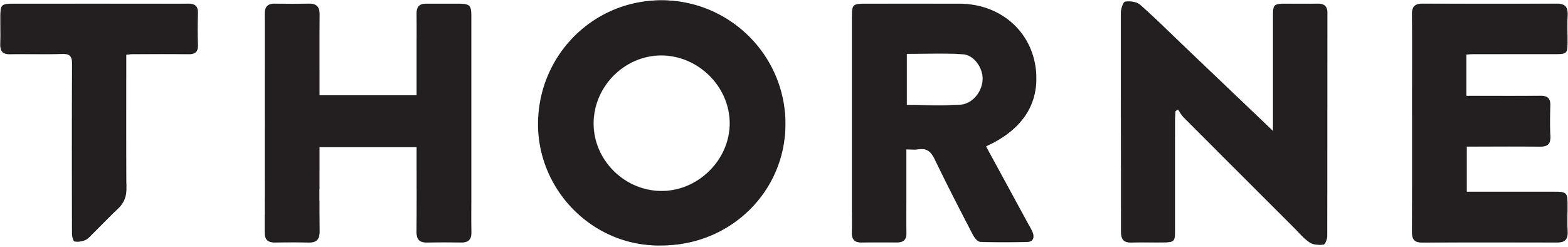 The word 'THORNE' in large black letters with a white circle inside the letter 'O'.