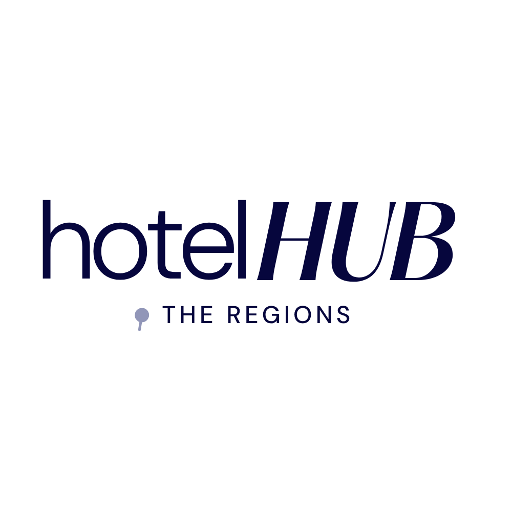 Hotel HUB logo with the tagline "The Regions" and a map pin icon