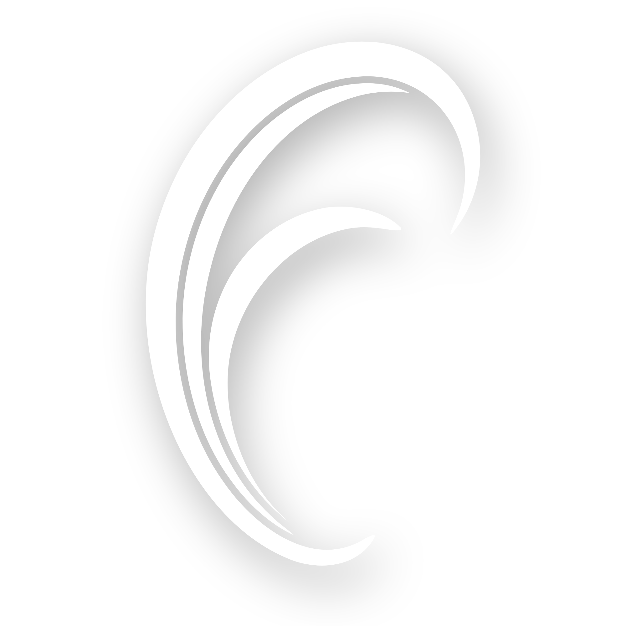 Black background with white abstract curved lines forming a spiral or wave pattern.