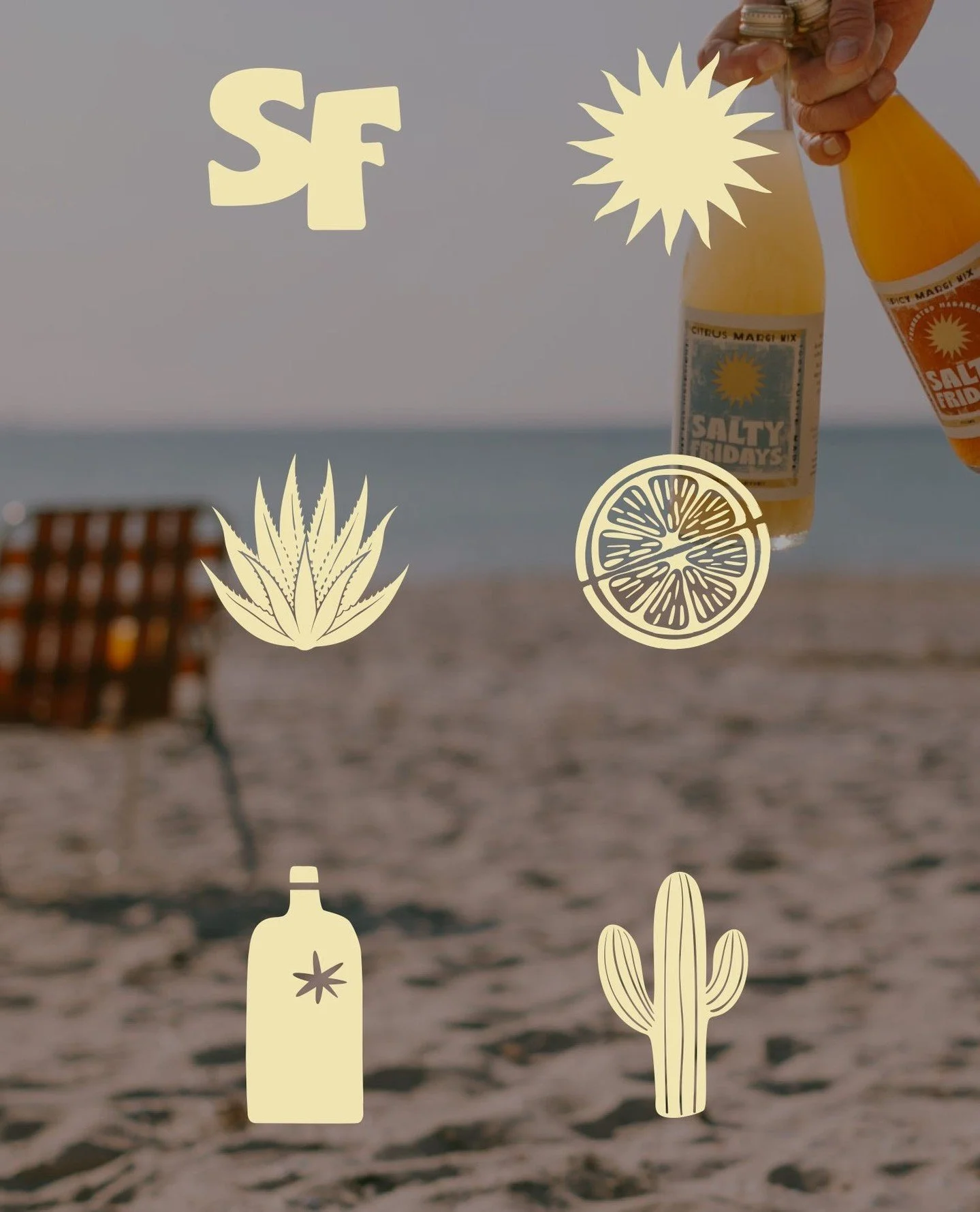 Friday feels... Fun, playful brand elements designed to flow across all @salty.fridays collateral &mdash; adding personality, consistency, and a little extra sunshine to every touchpoint 🌵⁠ #friyay⁠
.⁠
.⁠
.⁠
#art #artdirection #design #logo #graphic