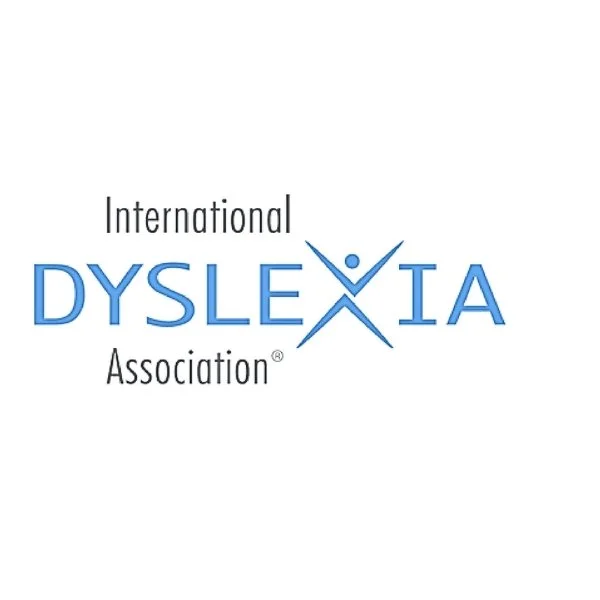 Logo of the International Dyslexia Association featuring stylized text with a human figure integrated into the design.