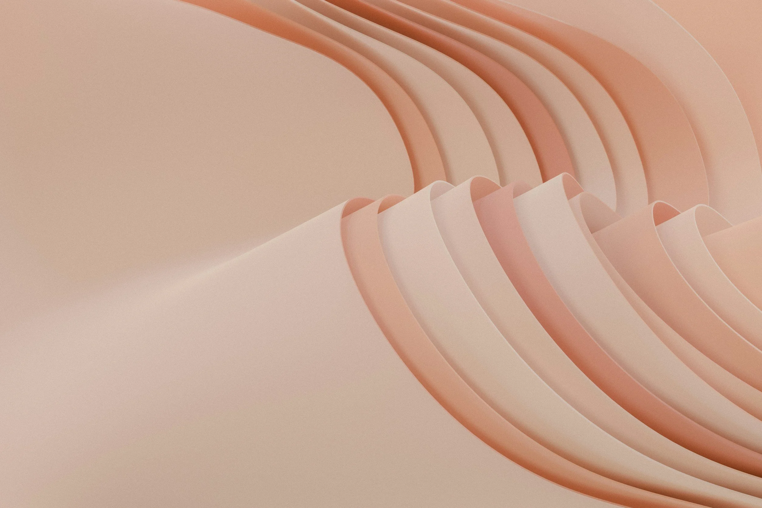 Abstract background with curved lines in shades of pink, peach, and cream.