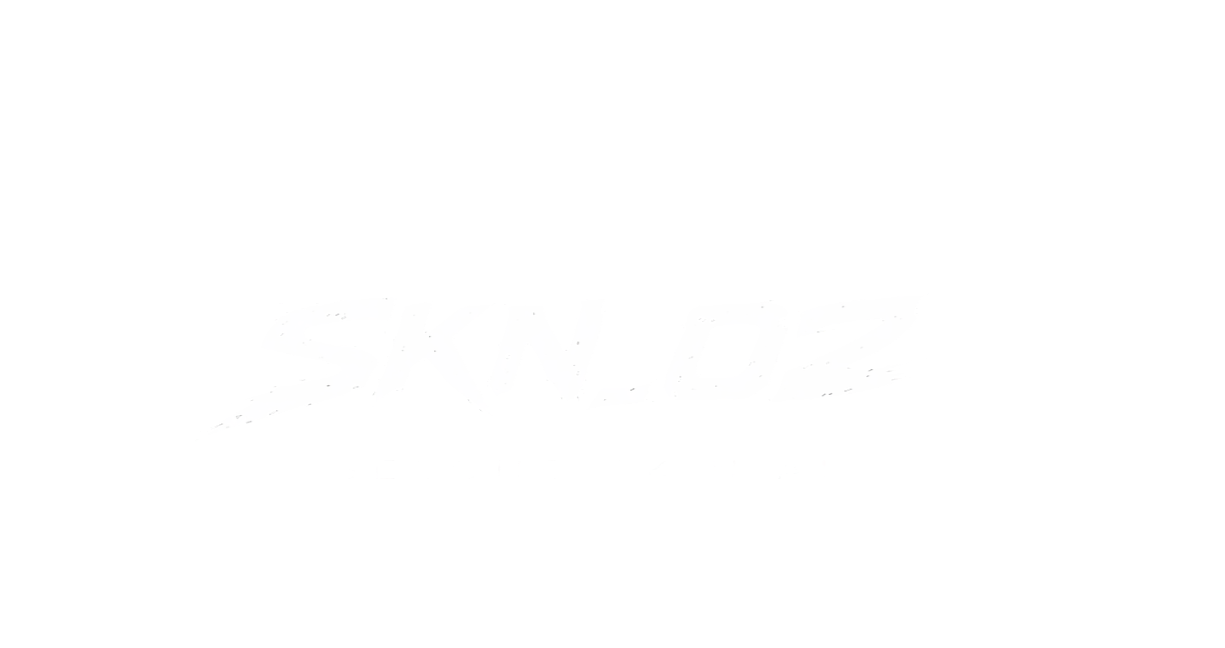 Logo with bold stylized text 'SKIN' and '02' with a lightning bolt design, and smaller text 'SECOND SKIN AI' below.