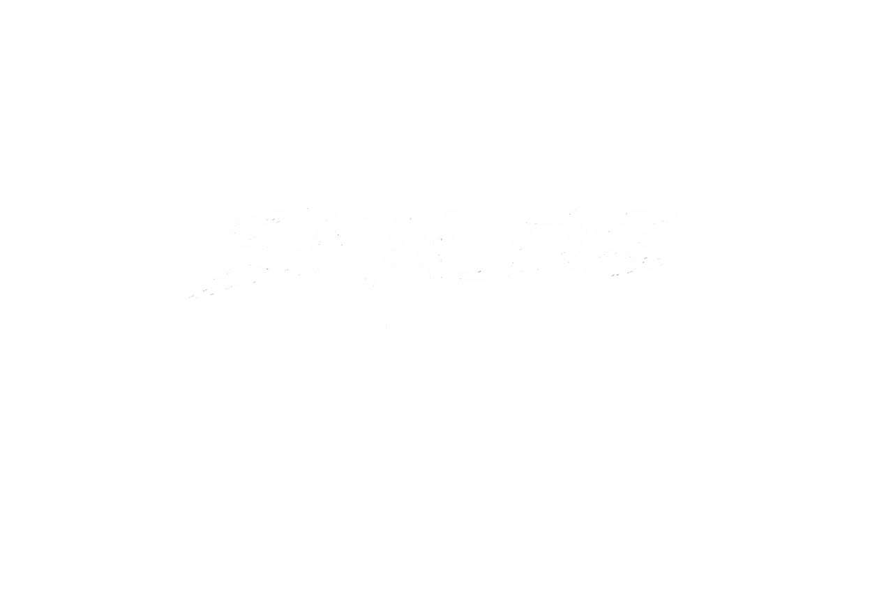 Black background with white stylized text reading 'SKIN OZ' and smaller text below saying 'SECOND SKIN AI'.