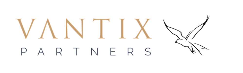 Logo of MANTIX Partners with the name in stylized gold and black fonts and a black origami bird graphic.