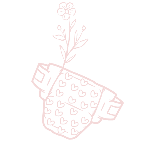 Pink diaper with flowers on the diaper and a flower coming out of the top for Tiny Feeding Co. where they provide occupational therapy, lactation services, therapeutic ultrasound, and virtual consultations to moms and babies in El Paso, TX and beyond
