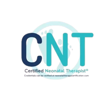 Logo states "CNT" in teal and dark blue which stands for Certified Neonatal Therapist. Tiny Feeding Co. in El Paso, TX provides services to infants with tethered oral tissues with knowledge from this training alongside others.
