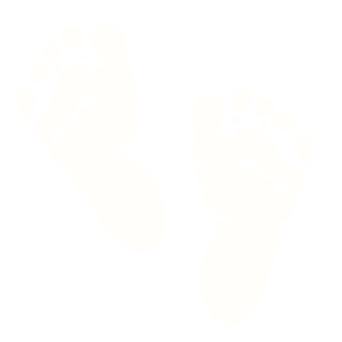 Beige footprints on a transparent background for Tiny Feeding Co. in El Paso, TX where we provide lactation services, occupational therapy, therapeutic ultrasound, and virtual consultations, as well as professional mentorship.