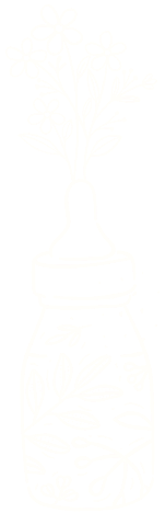 Beige bottle with flowers to signify Tiny Feeding Co. in El Paso, TX where they provide occupational therapy, lactation consultations, therapeutic ultrasound, and more for mom and baby