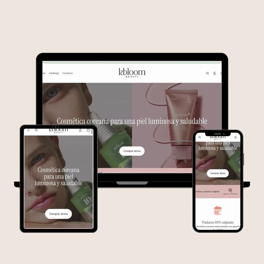 Tienda online de K Bloom Beauty en escritorio, tablet y movil