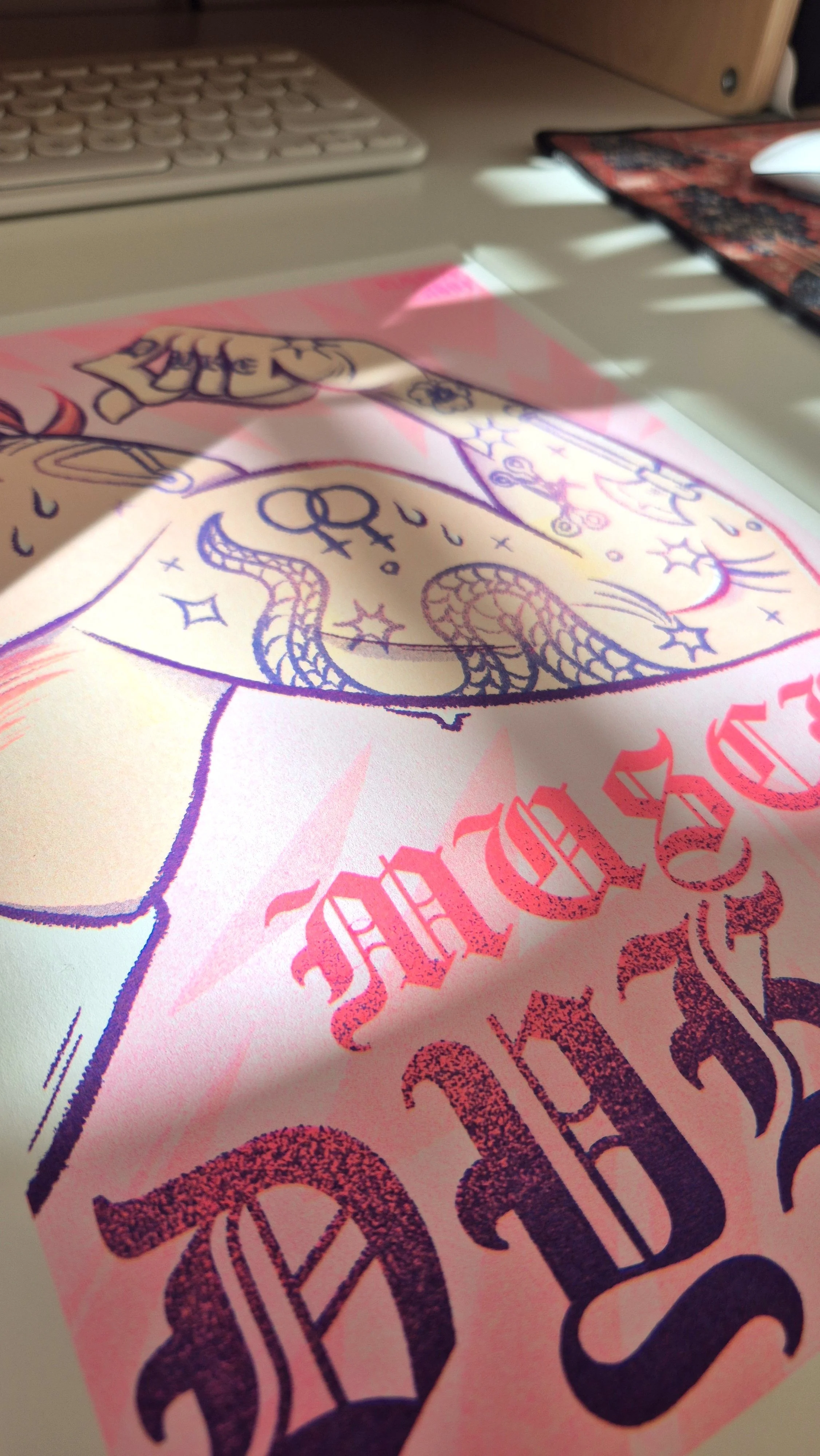 Close up of a riso print showing texture