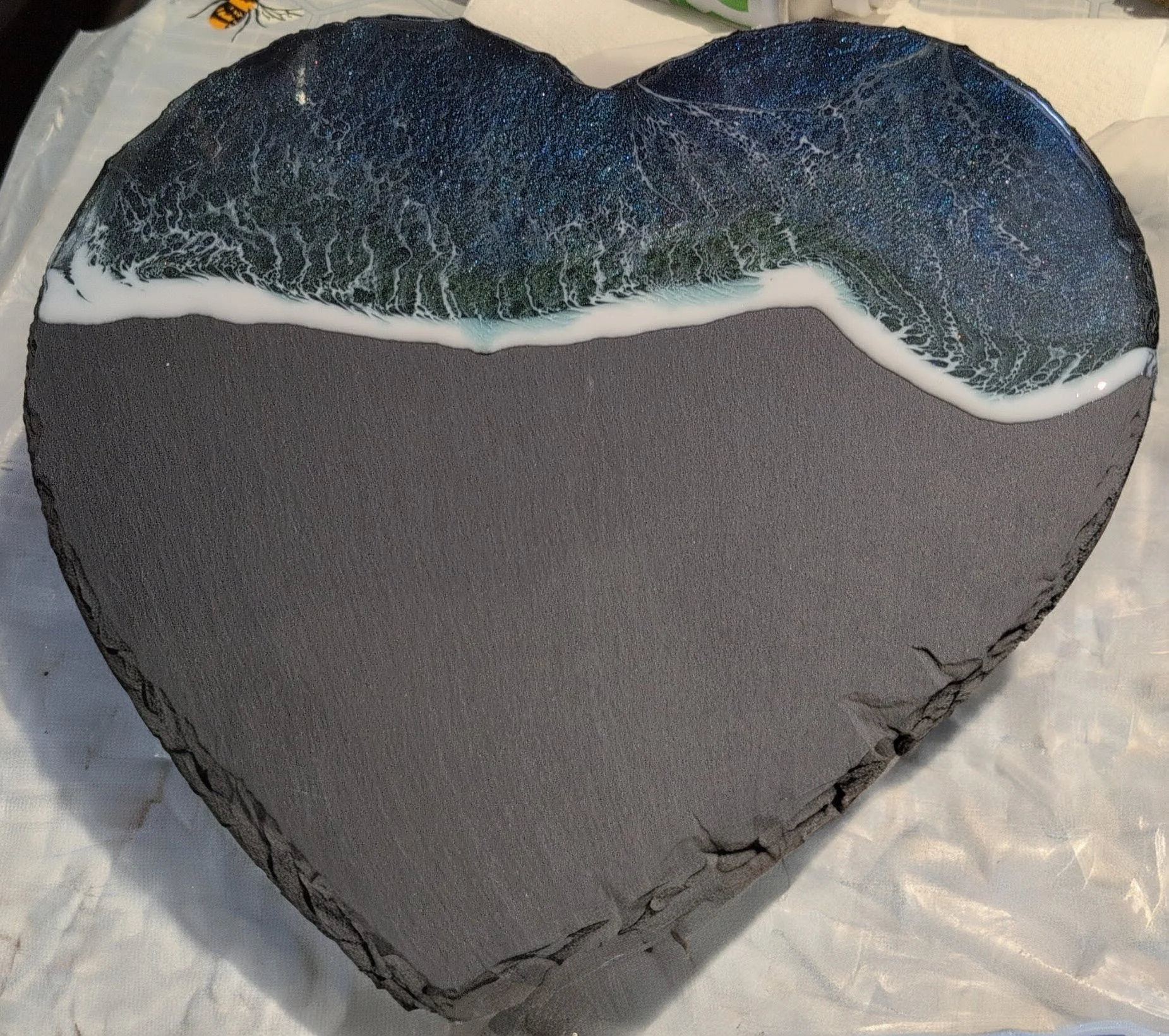 Resin Waves on Slate - one of a kind made to order - commissions also taken