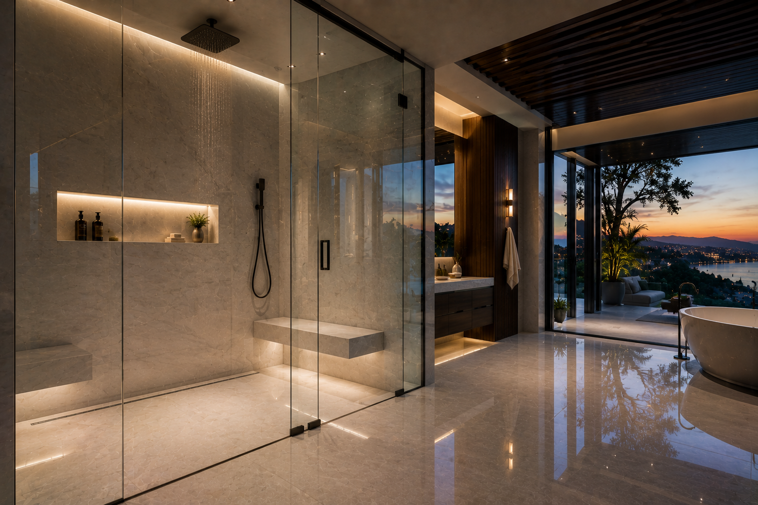 Porcelain shower sealing by Mr. Marble & Stone in Vancouver and Los Angeles.
