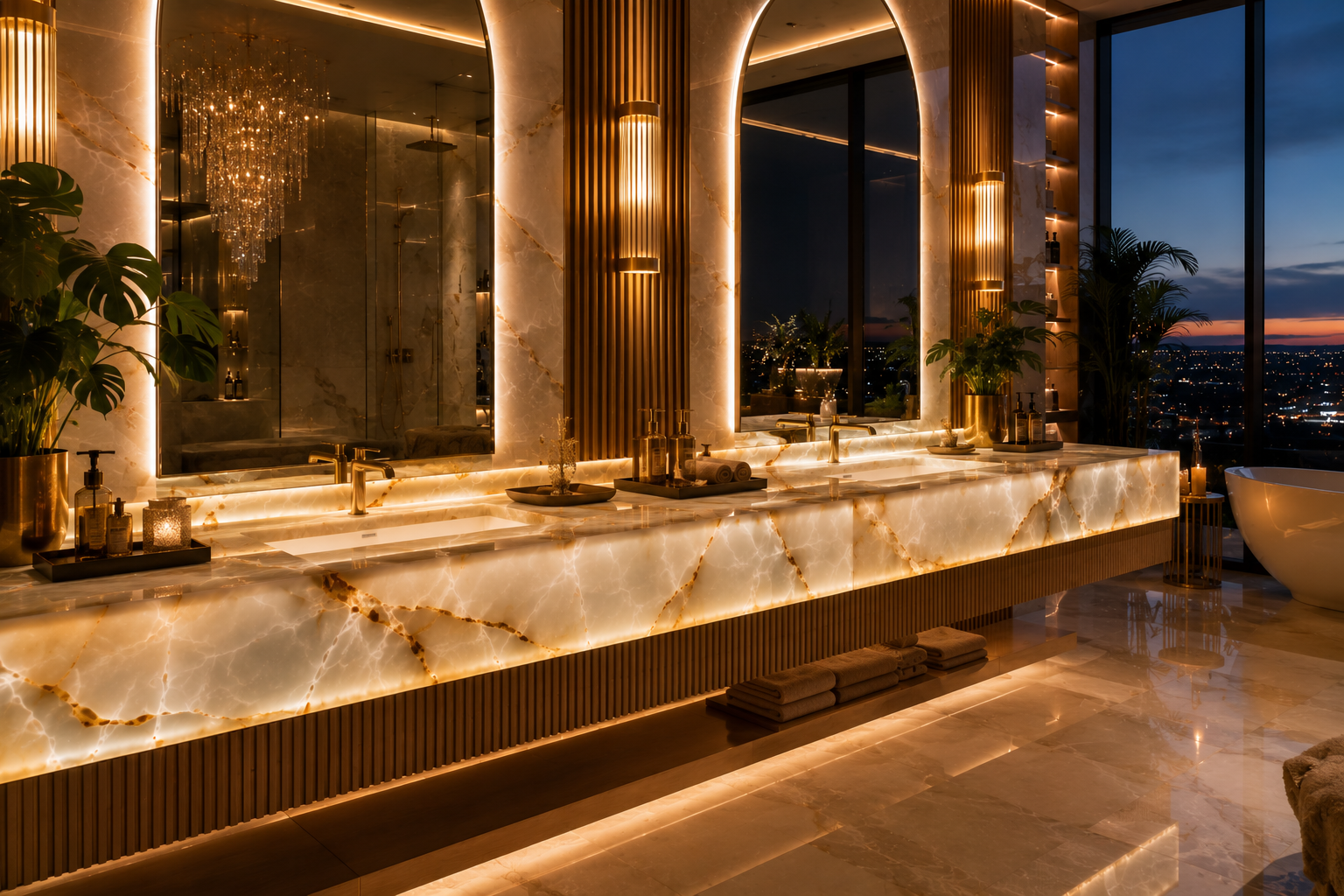 Professional onyx vanity sealing and stone protection by Mr. Marble and Stone in Vancouver and Los Angeles.