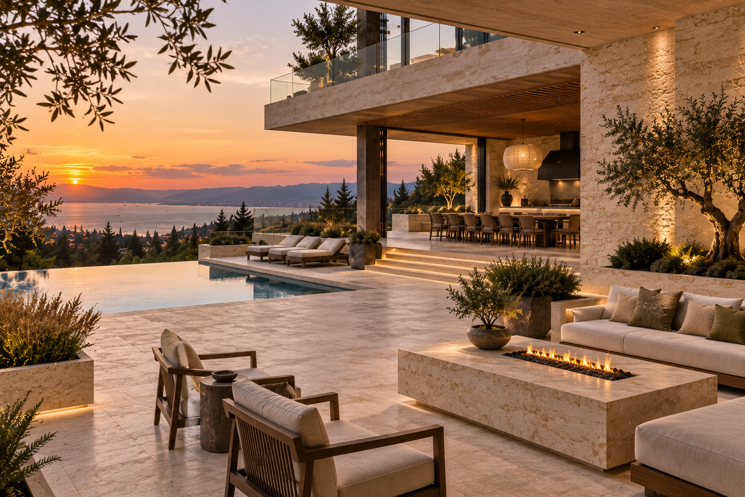 Limestone patio installation by Mr. Marble & Stone in Vancouver and Los Angeles, featuring custom natural limestone paving, outdoor flooring, and a refined luxury finish.
