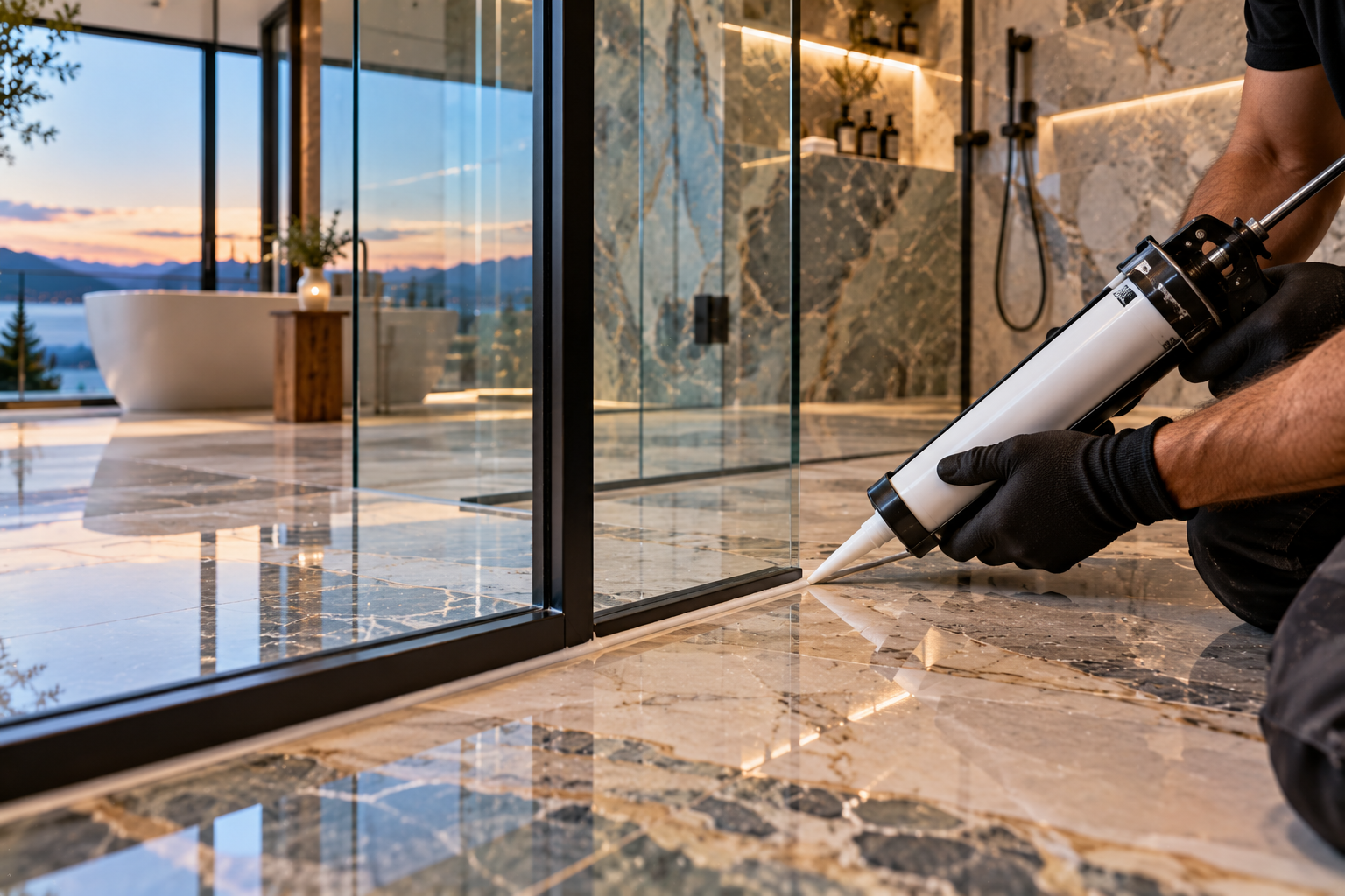 Mr. Marble and Stone silicone and caulking repair, replacement, and sealing in Vancouver and Los Angeles, restoring clean, durable joints around tile, stone, showers, bathrooms, kitchens, countertops, and other moisture-prone surfaces.