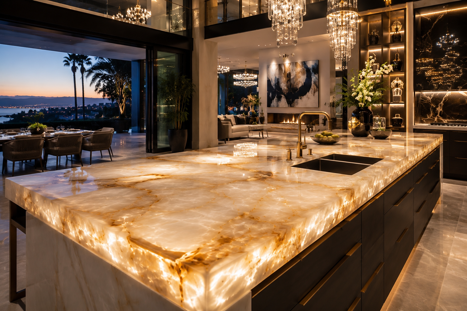 Onyx countertop restoration by Mr. Marble and Stone in Vancouver and Los Angeles.