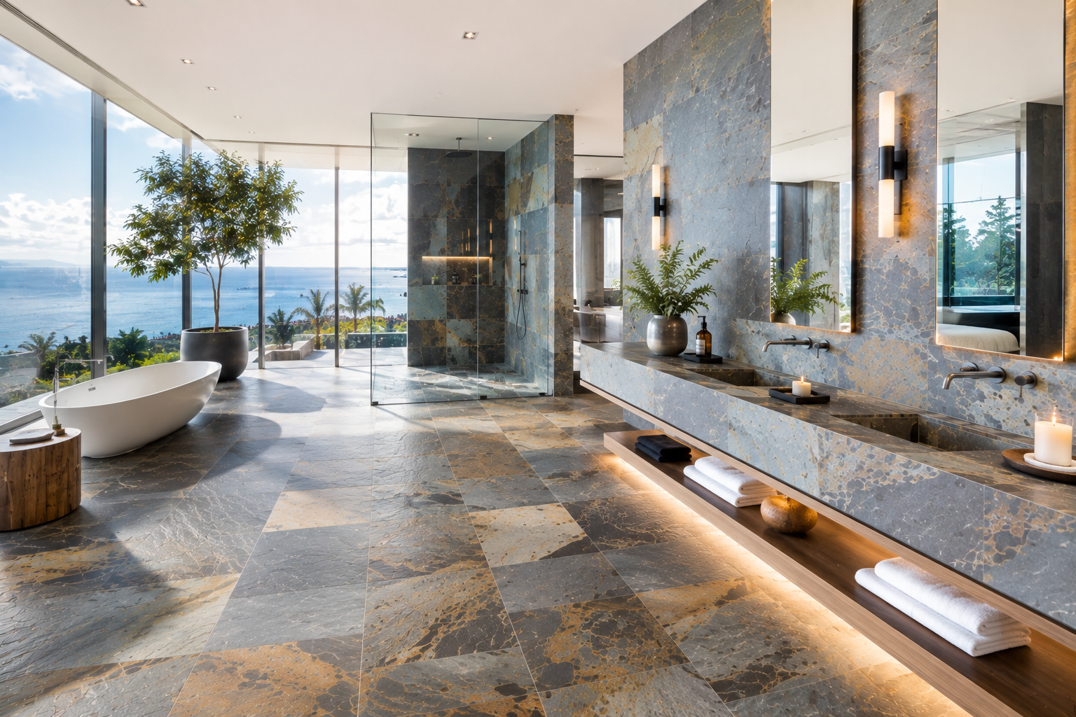 Luxury slate cleaning and stain removal services by Mr. Marble and Stone, including deep cleaning, residue removal, stain treatment, and surface revitalization for slate in Vancouver and Los Angeles.