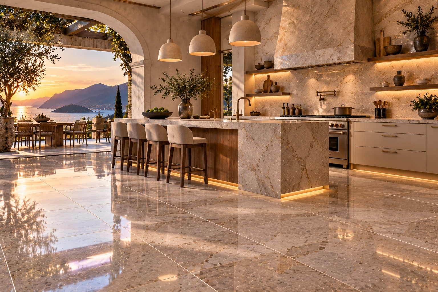 Kitchen Tile Leveling | Mr. Marble and Stone – Vancouver & Los Angeles — Expert leveling and lippage correction for natural stone, engineered stone, and other kitchen tiles, creating smooth, even surfaces and consistent grout lines.