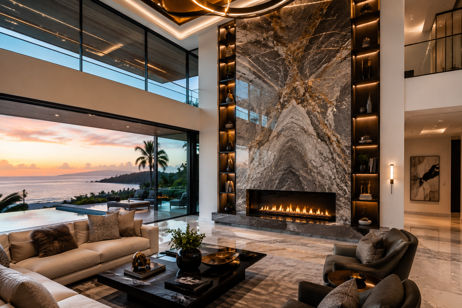 Custom marble fireplace installation and stonework by Mr. Marble and Stone, serving Vancouver and Los Angeles with luxury fireplace design, precision fabrication, and expert installation.